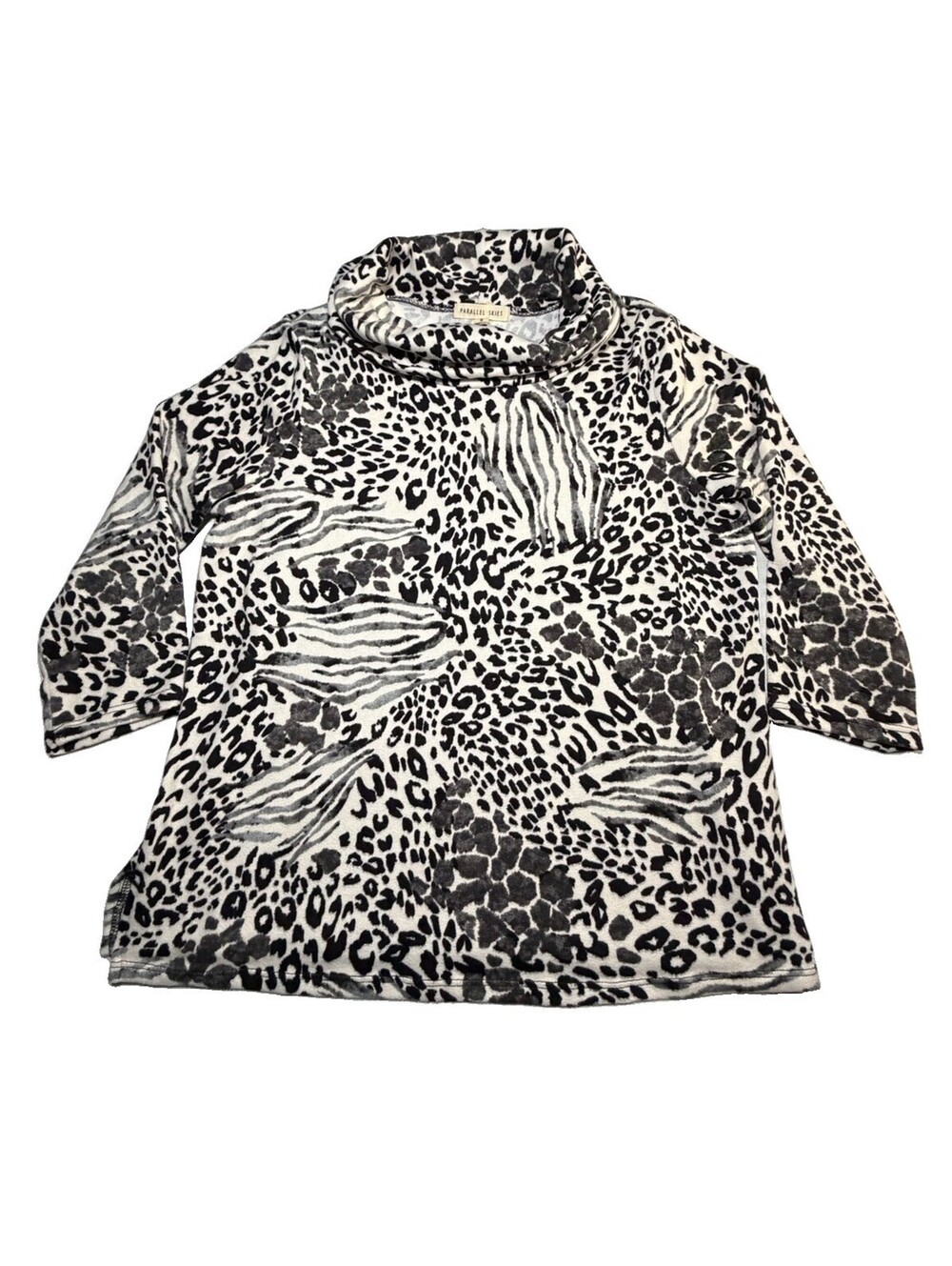 Women's Short-sleeve Fashion Top Black & White Animal Print - By Parallel Skies